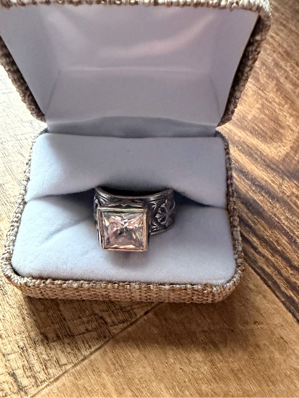 Rockin Out Designs Sterling Silver Ring with Square Clear Gemstone